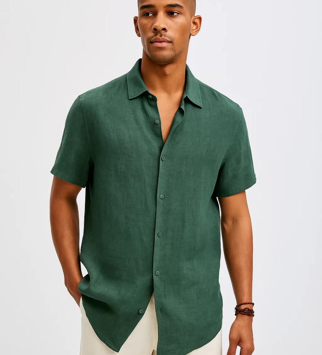 Camisa de Botão - Colarinho Aberto