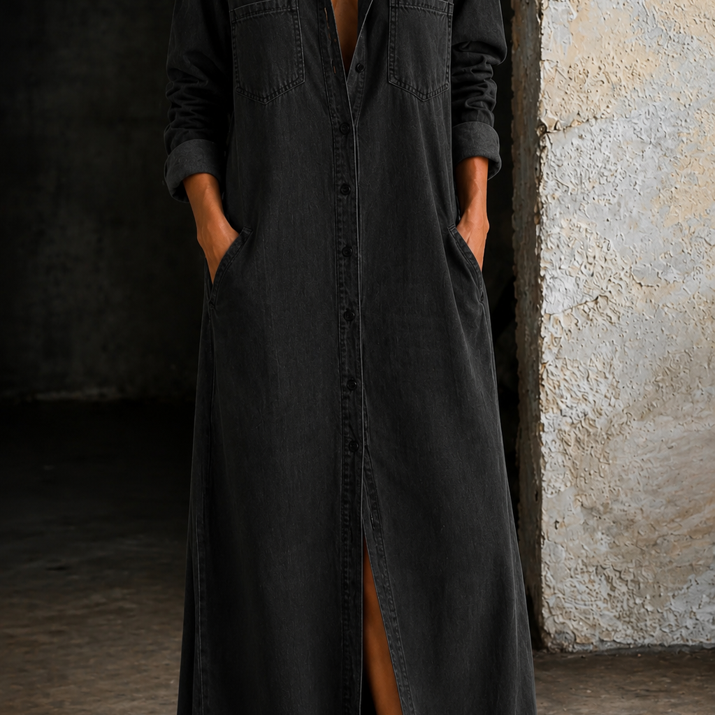 Palmira - Vestido Camiseiro de Ganga — vista 2
