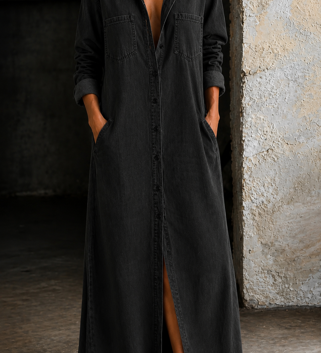 Palmira - Vestido Camiseiro de Ganga — vista 2