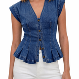 Vera - Top de Denim com Decote em V