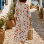 Isaura - Vestido Midi Bordado Azul (a floral branca) — vista 2