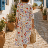 Isaura - Vestido Midi Bordado Azul (a floral branca) — vista 2