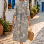 Ana - Vestido Midi com Estampa de Plantas e Flores — vista 2