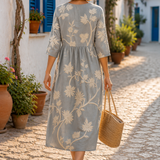 Ana - Vestido Midi com Estampa de Plantas e Flores — vista 2