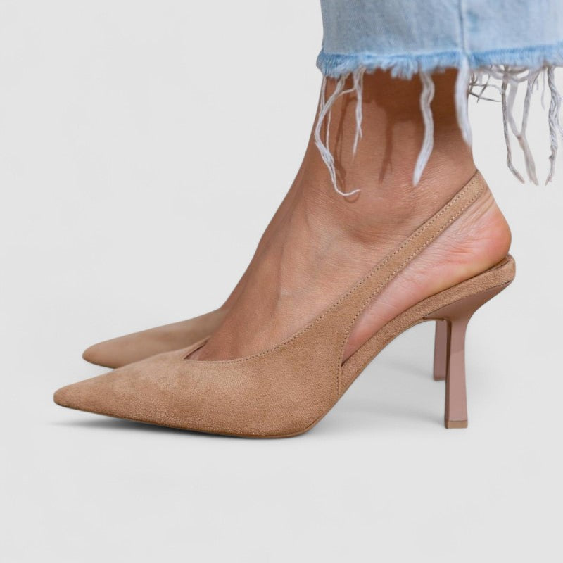 Marlena - Pumps slingback nude com um salto fino