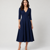 Leonor | Vestido Midi Fluido de Cintura Marcada