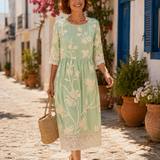Otília - Vestido Midi Bordado Verde
