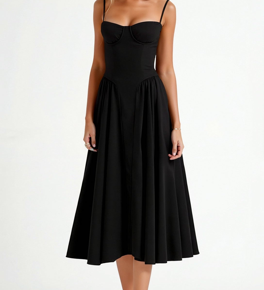 Odete - Vestido midi corpete estruturado