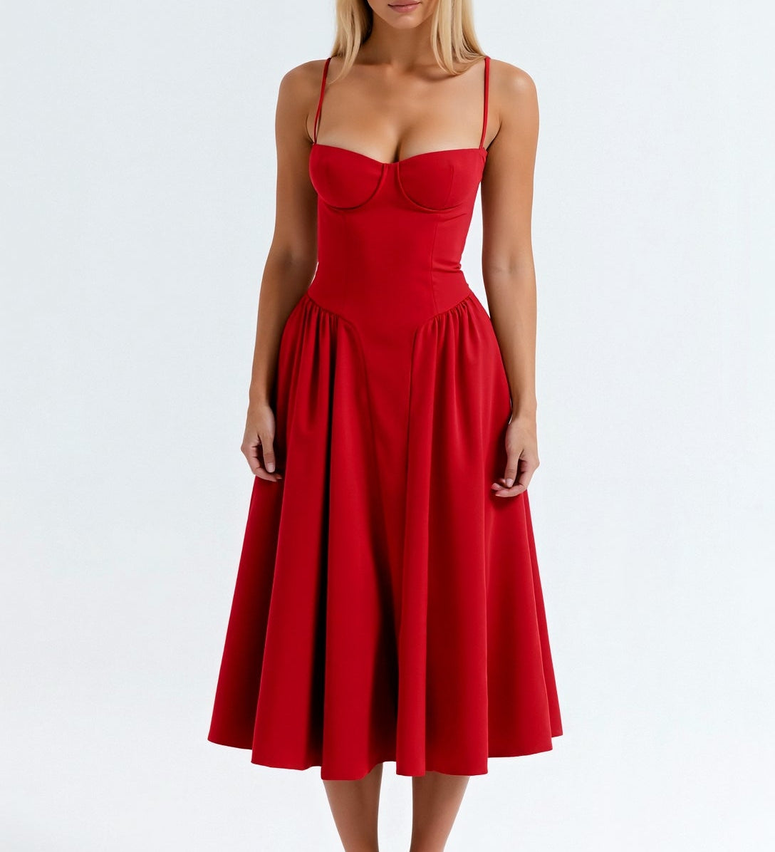 Odete - Vestido midi corpete estruturado — vista 4