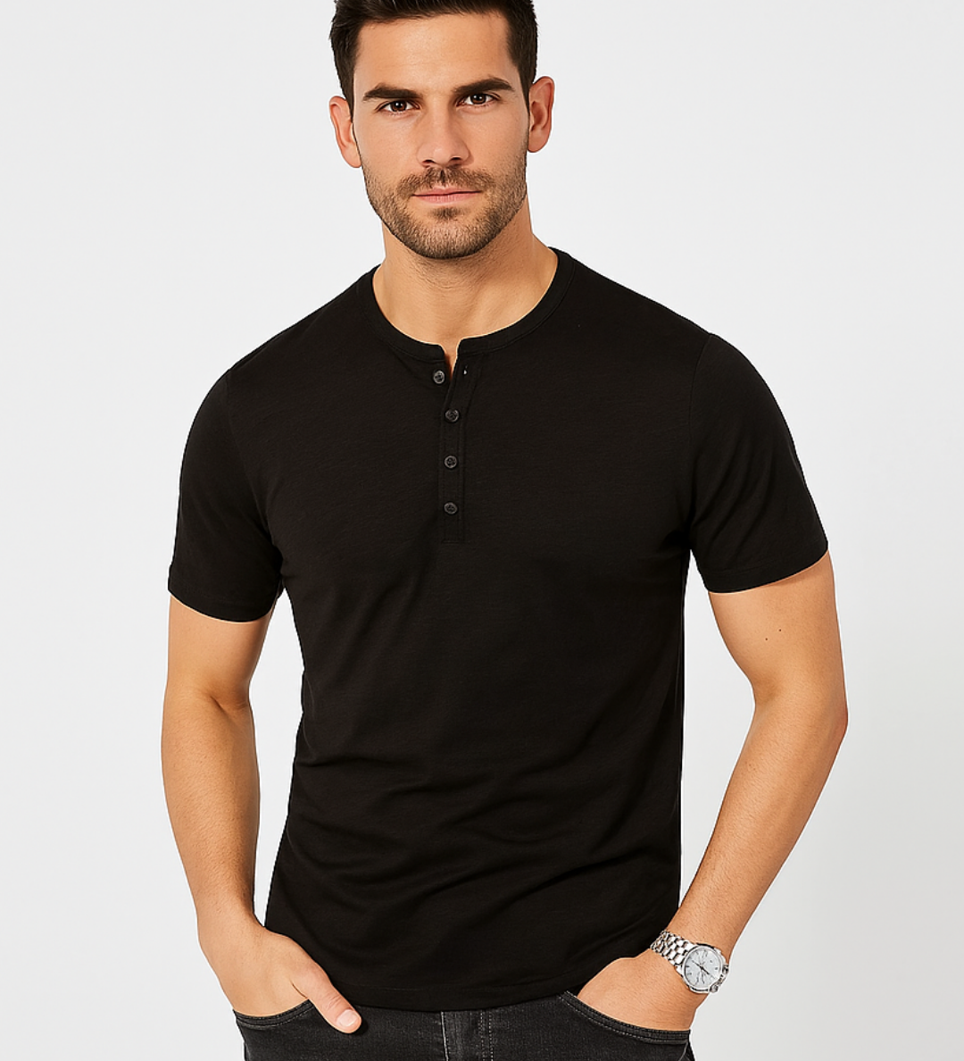 Camisa Henley - Gola com Botões