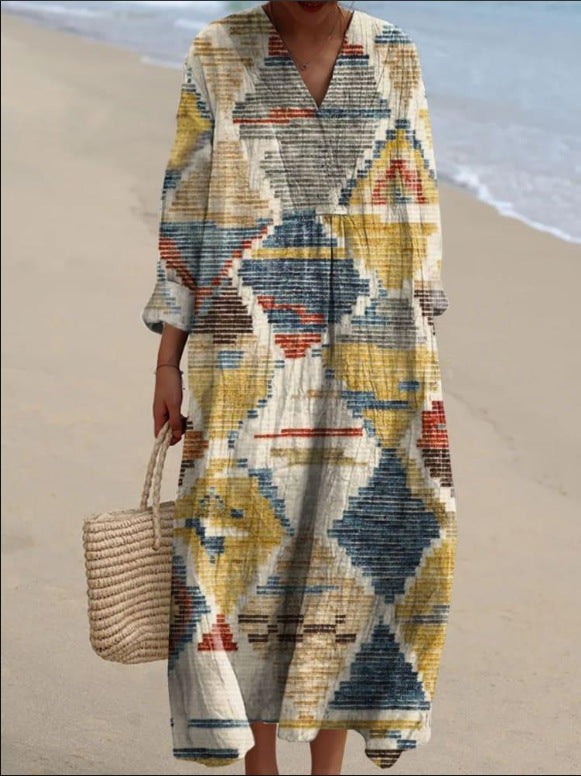 Cátia - Vestido Inspirado no Boémio com Impressões Étnicas — vista 2