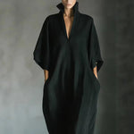 Alina - Vestido longo com mangas 3/4 e decote em V — vista 3