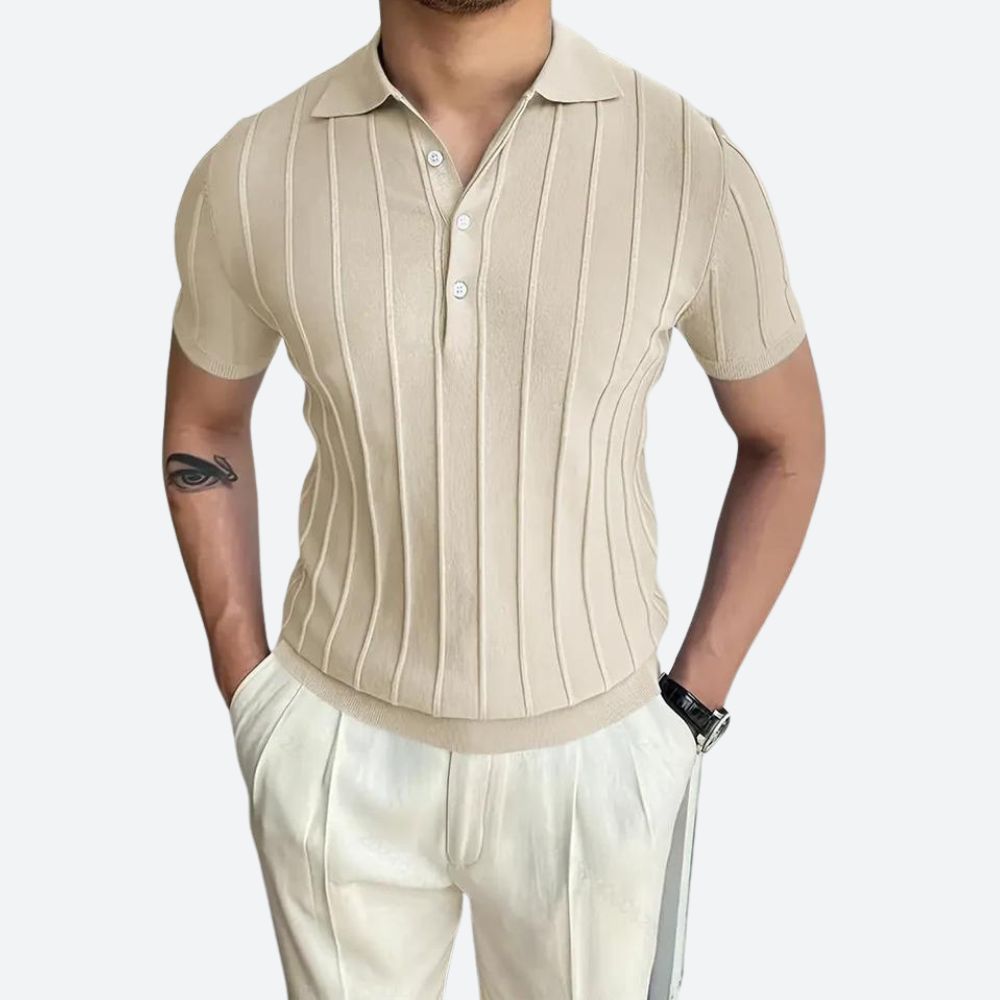 Camisa Polo - Mistura Elástica Decote V — vista 3