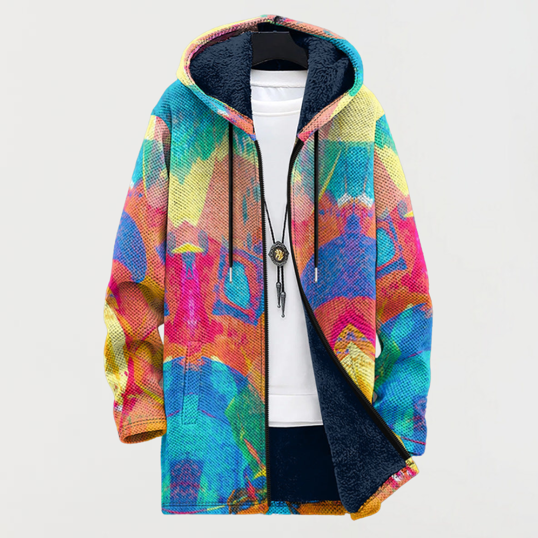 Sweatshirt com padrão artístico colorido