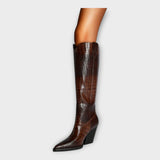 Botas com Design Croco e Salto Elegante — vista 11