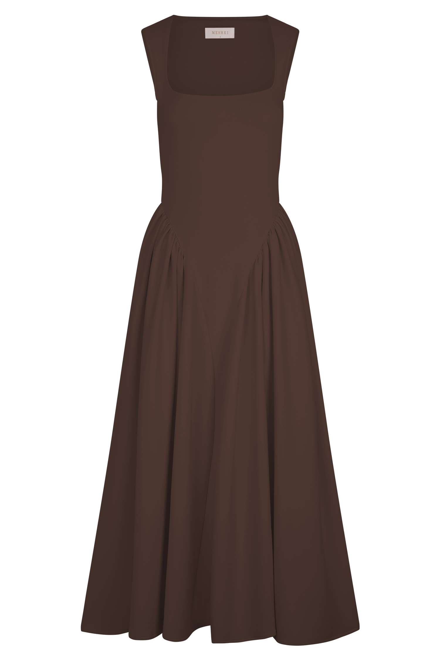 Sara - Vestido midi em malha castanho