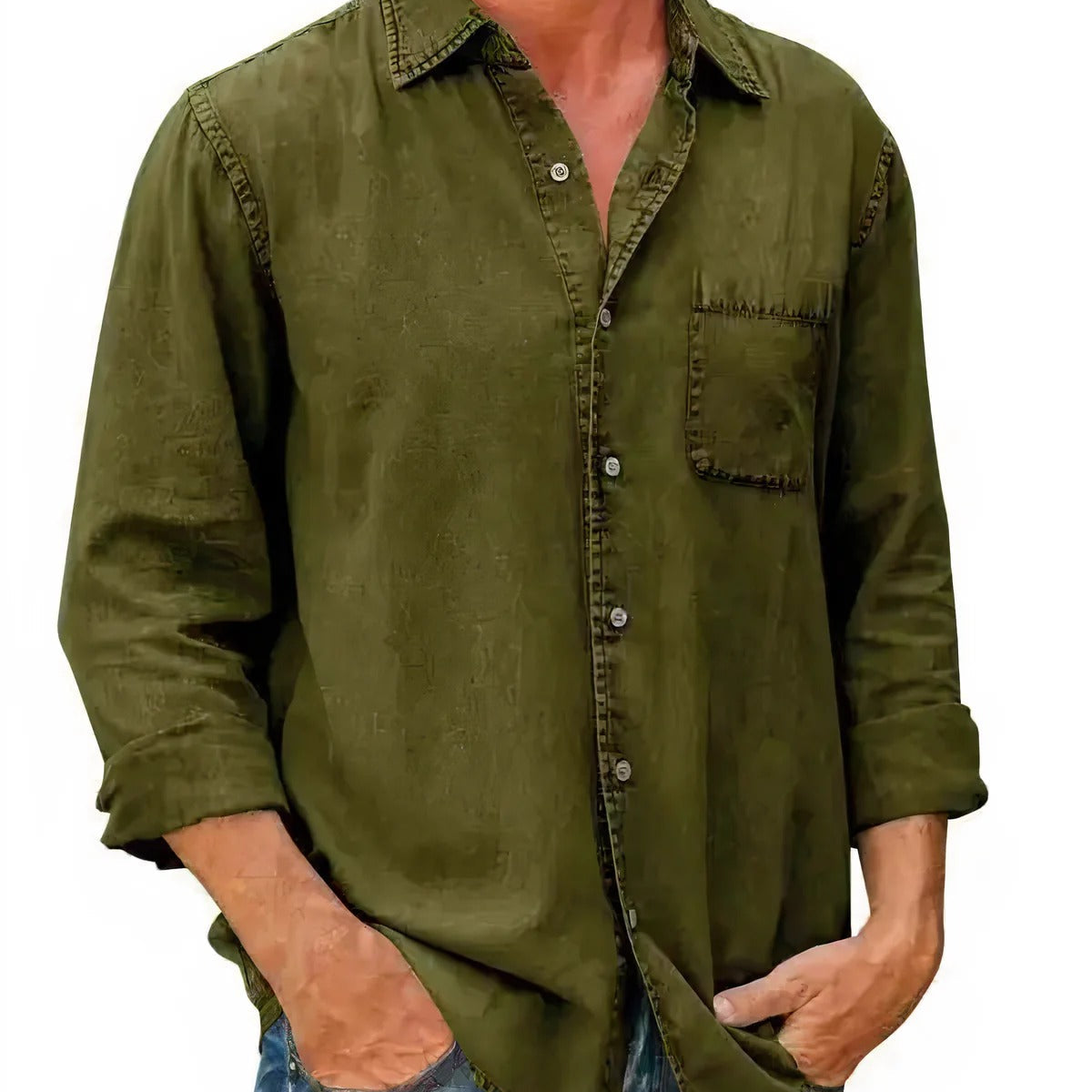 Camisa - Mistura de Denim Longa — vista 3