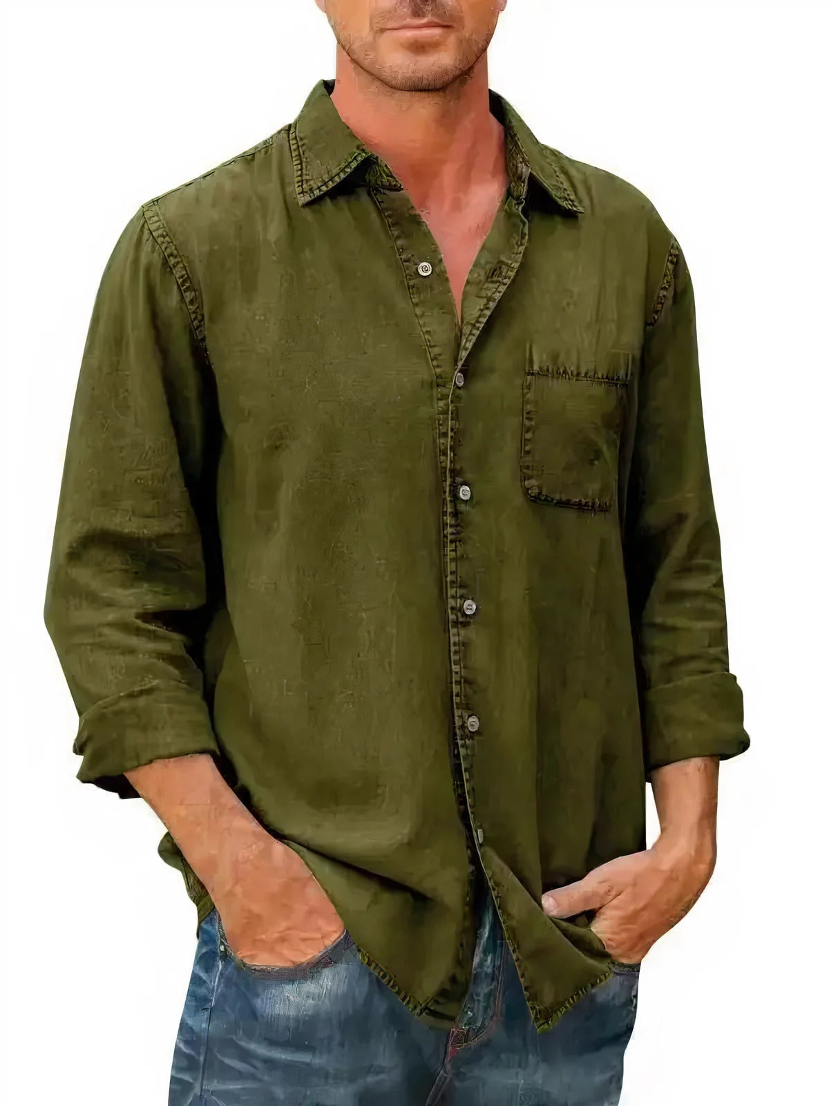Camisa - Mistura de Denim Longa — vista 3