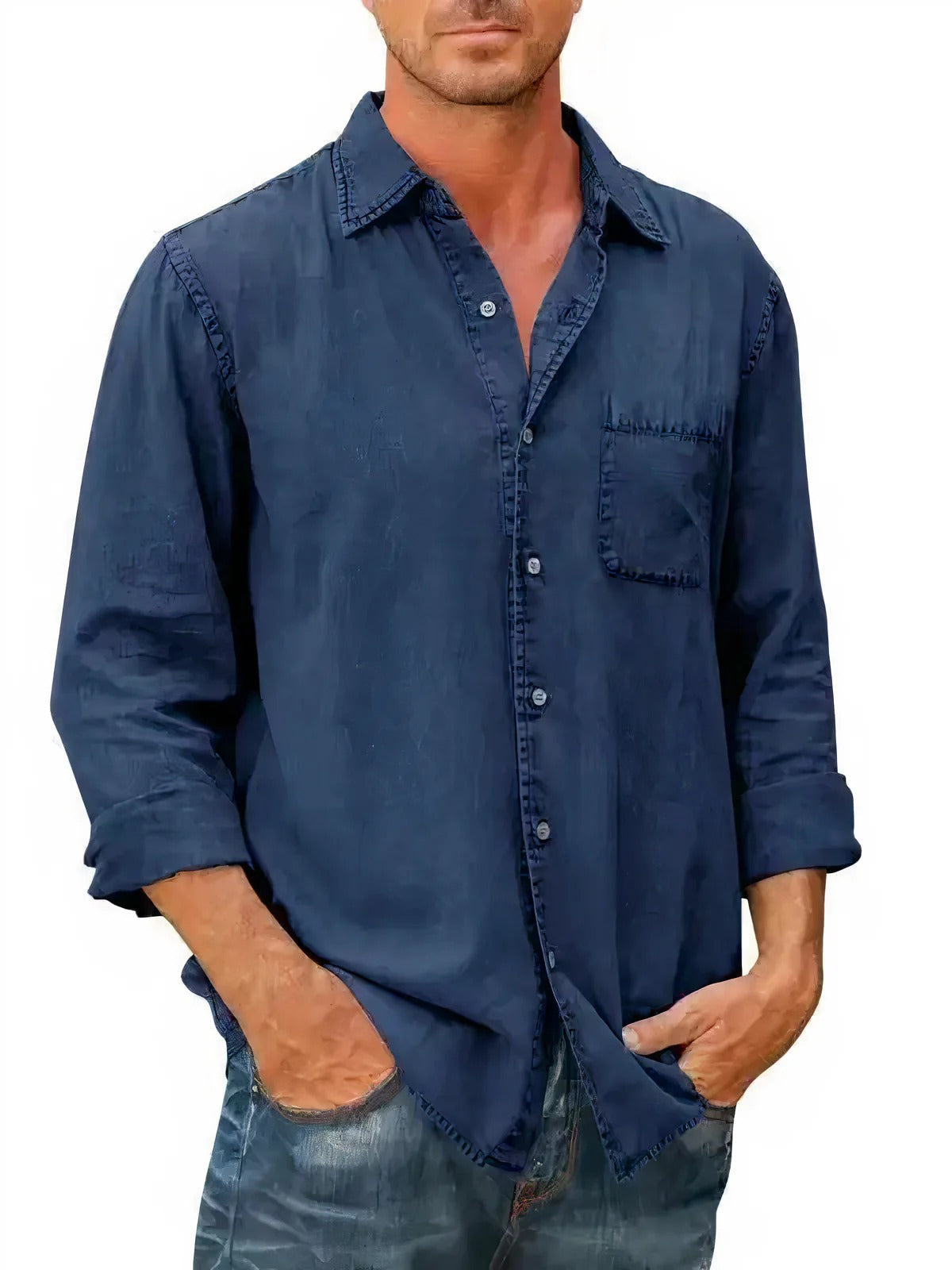 Camisa - Mistura de Denim Longa — vista 4