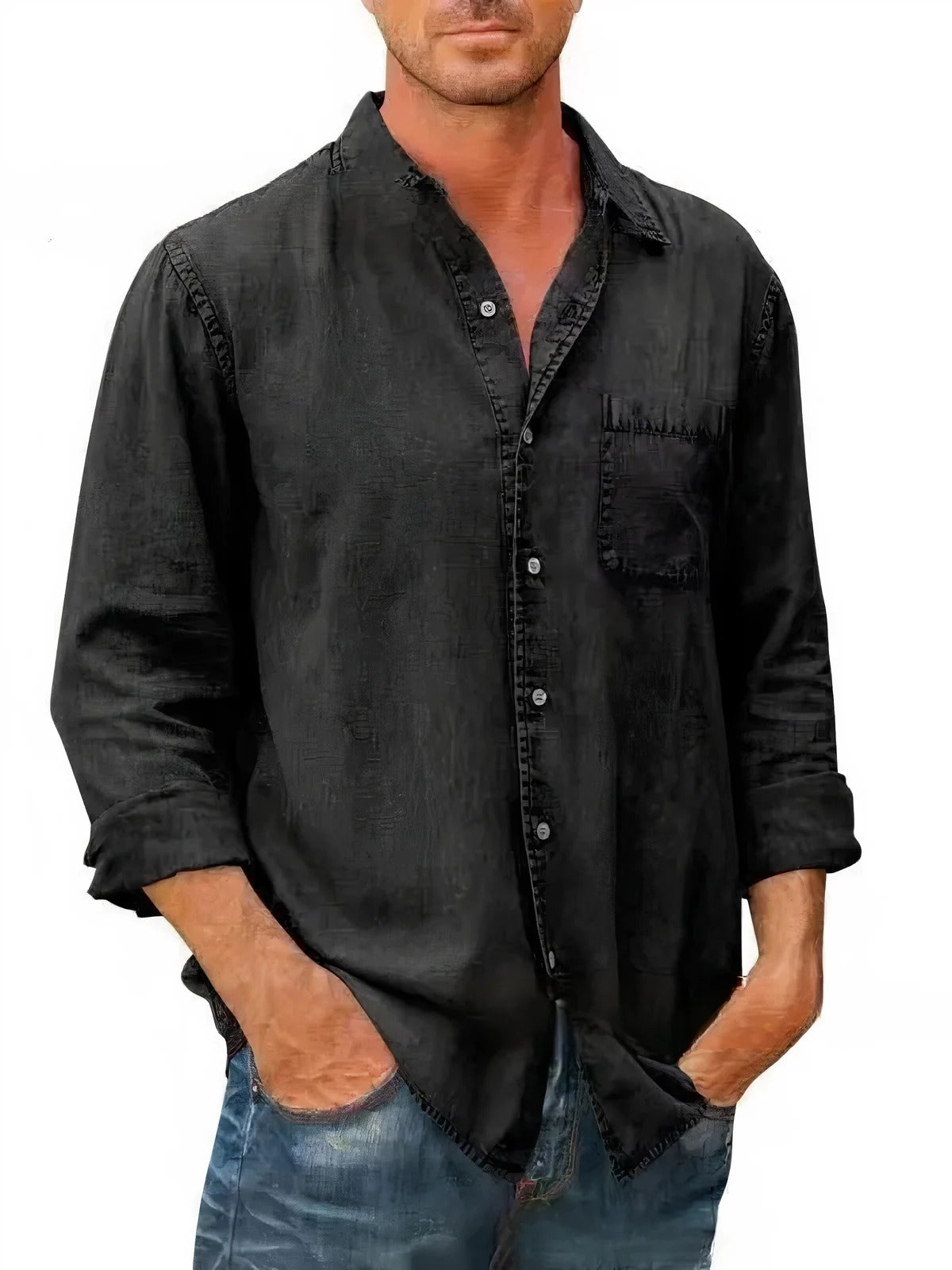 Camisa - Mistura de Denim Longa — vista 5