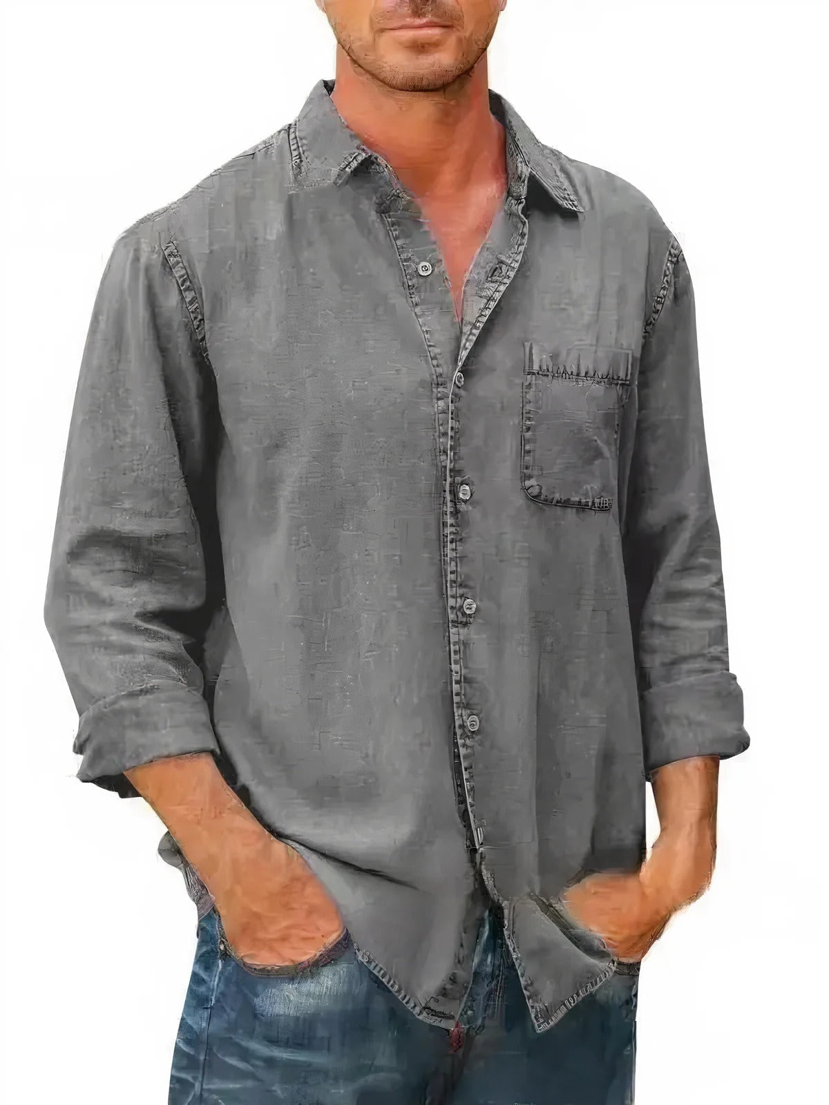 Camisa - Mistura de Denim Longa — vista 6