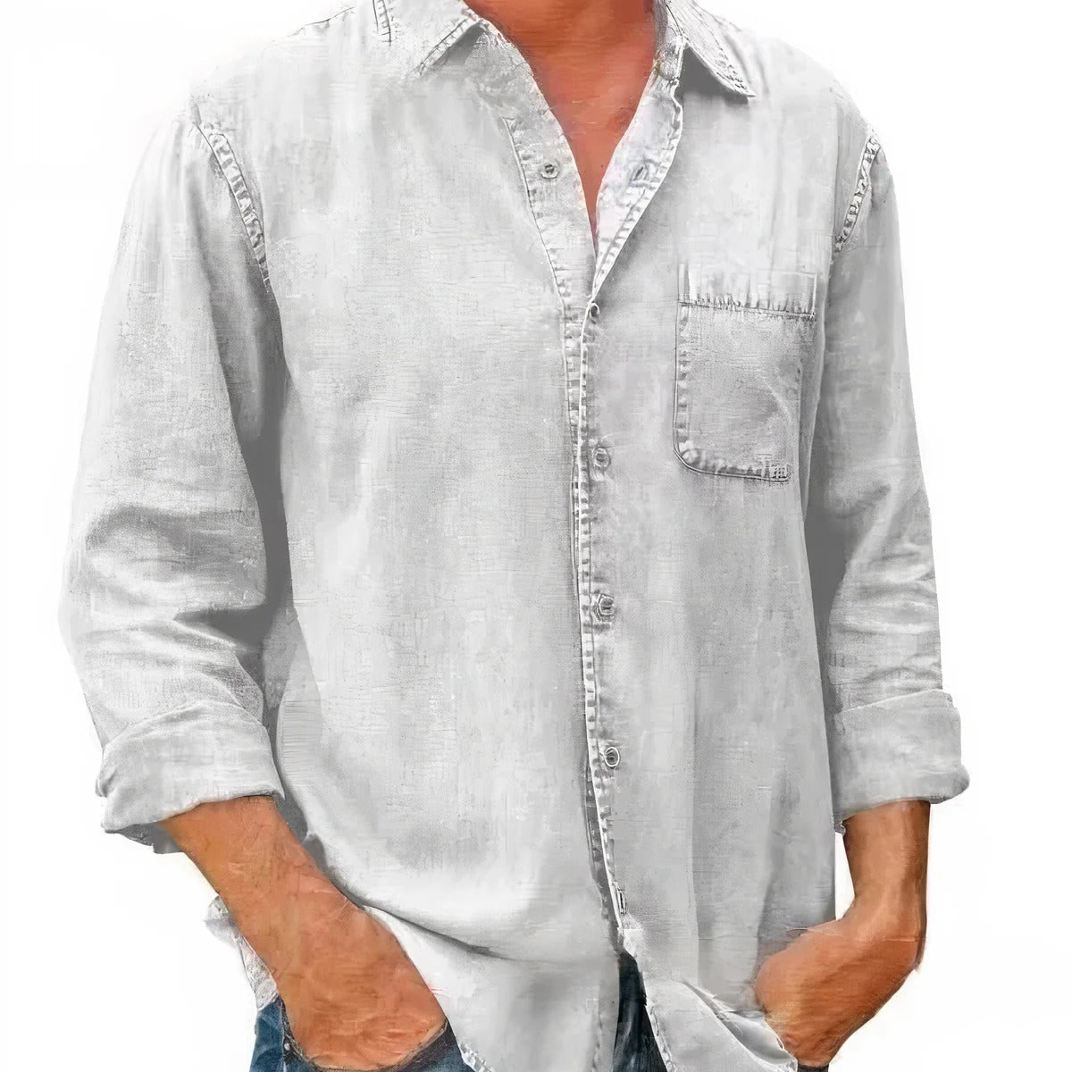 Camisa - Mistura de Denim Longa