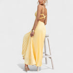 Abia - Vestido maxi amarelo plissado — vista 2