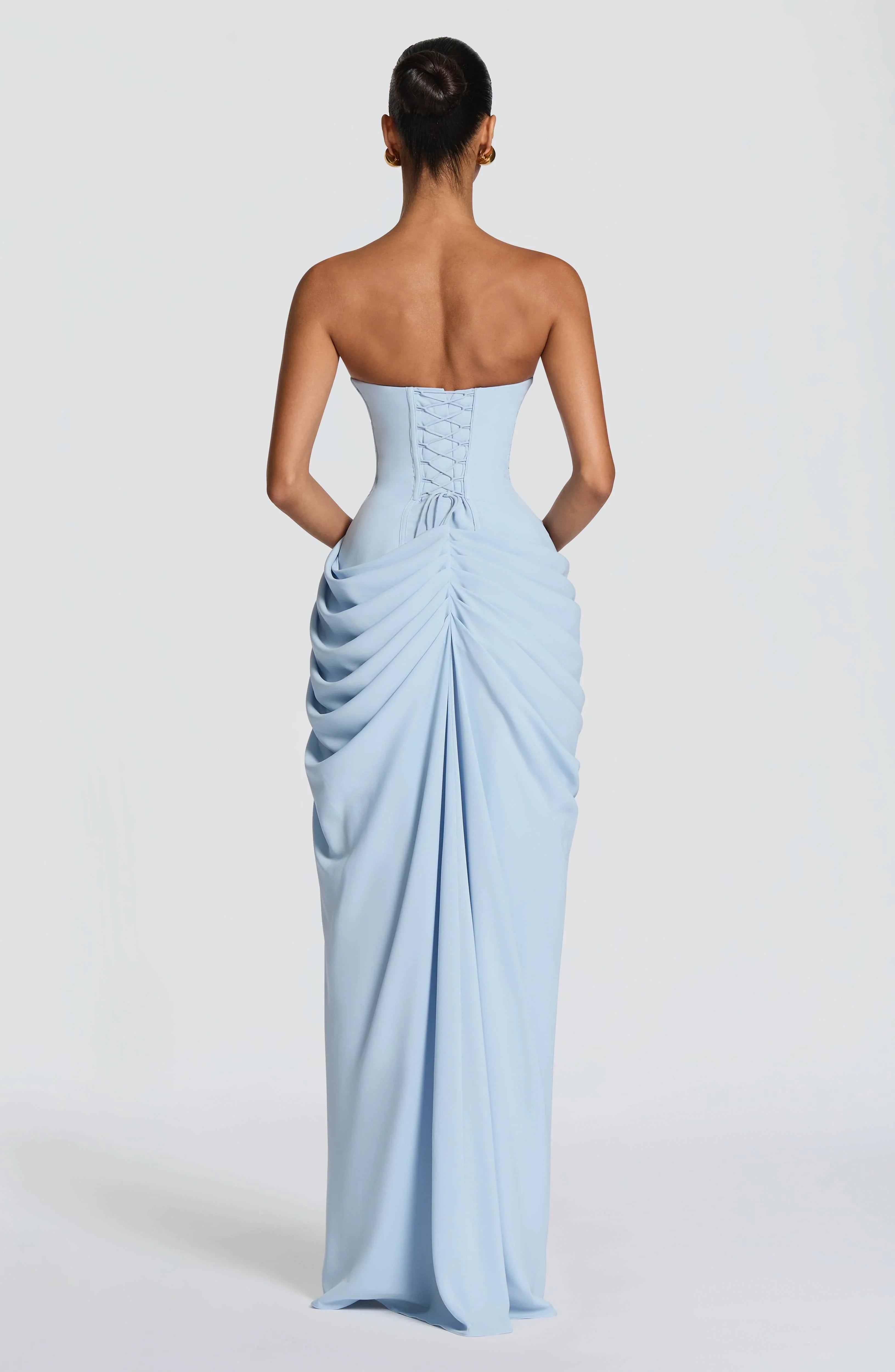 Adriana - Vestido Longo Drapeado com Fenda — vista 9