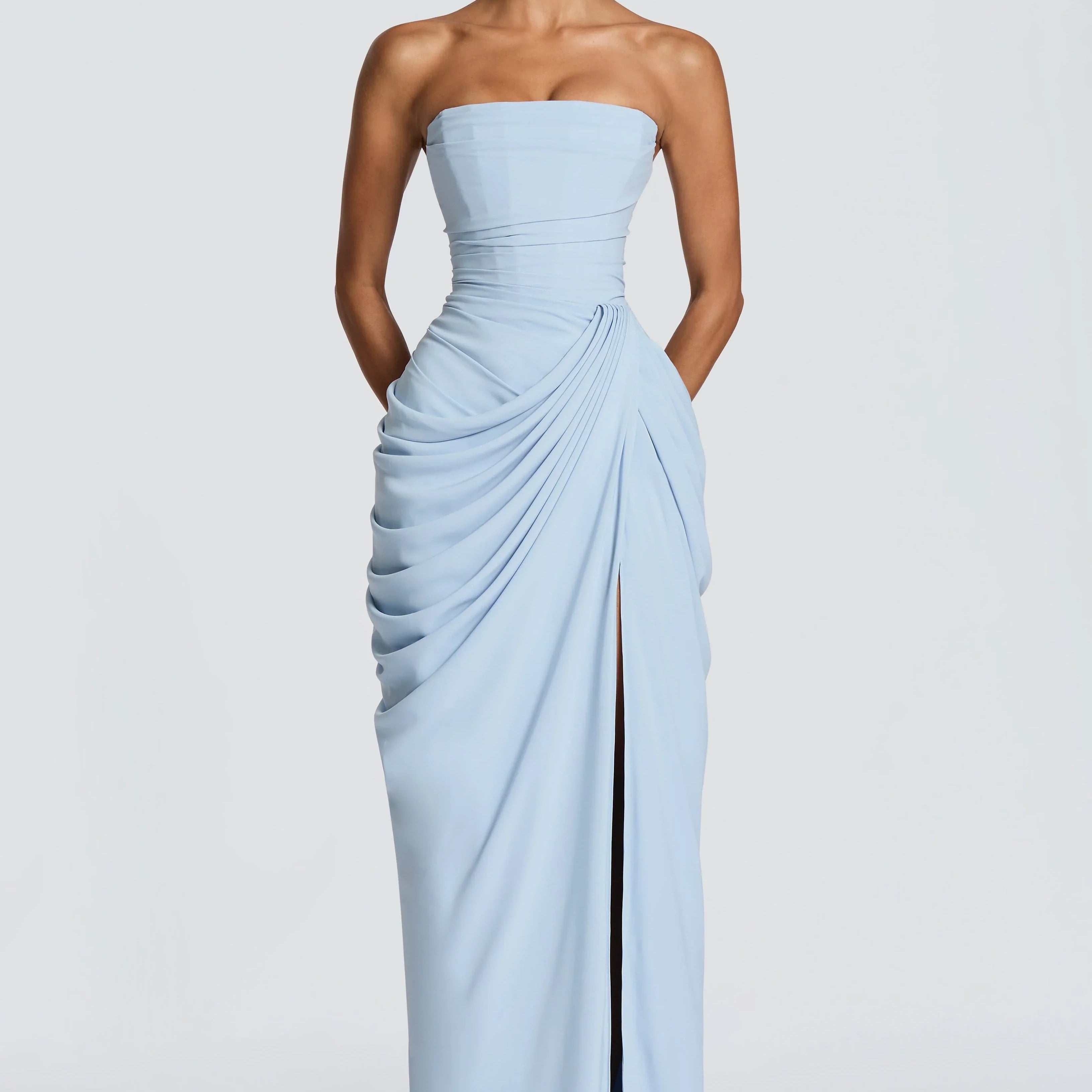 Adriana - Vestido Longo Drapeado com Fenda — vista 6