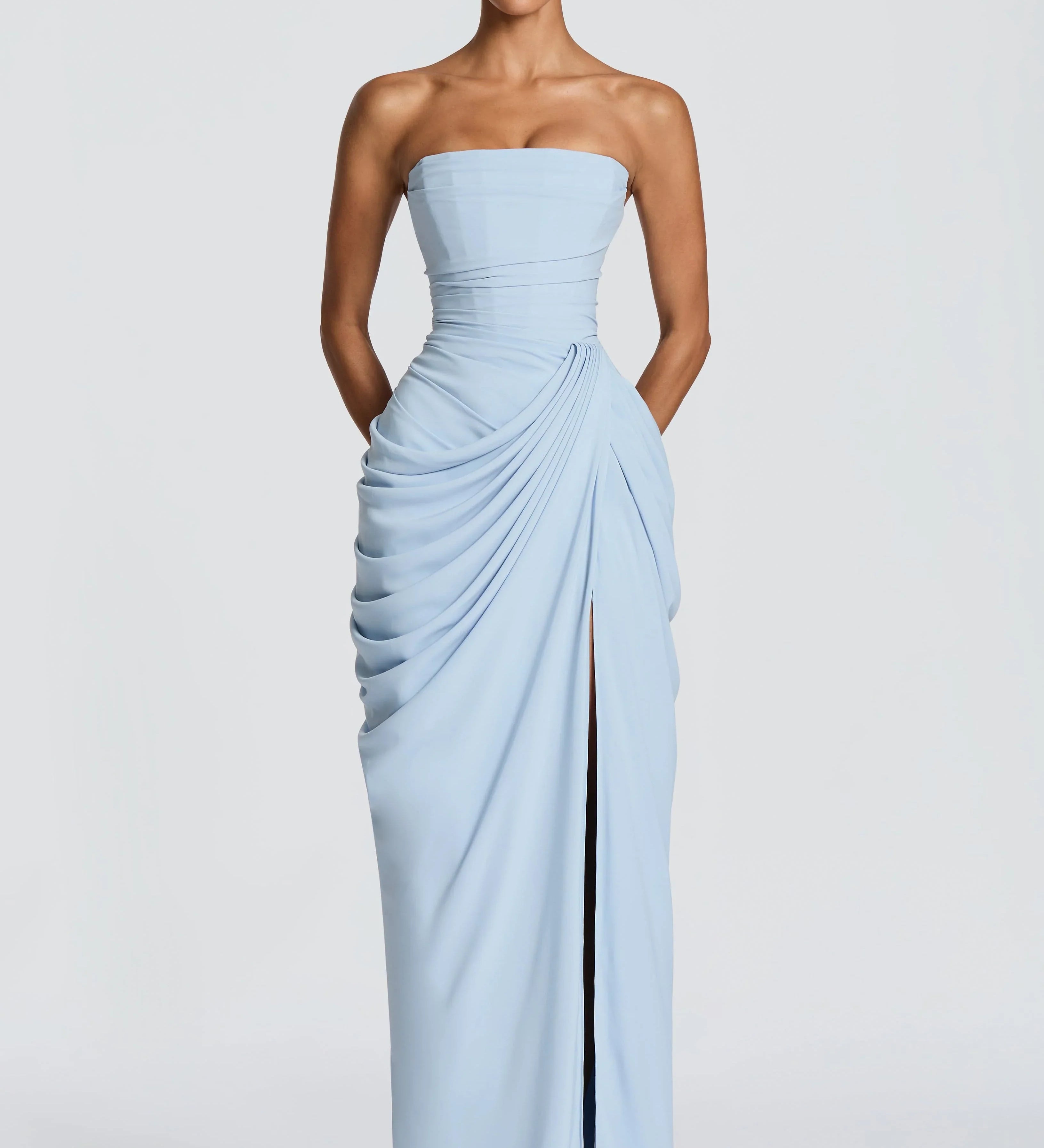 Adriana - Vestido Longo Drapeado com Fenda — vista 6