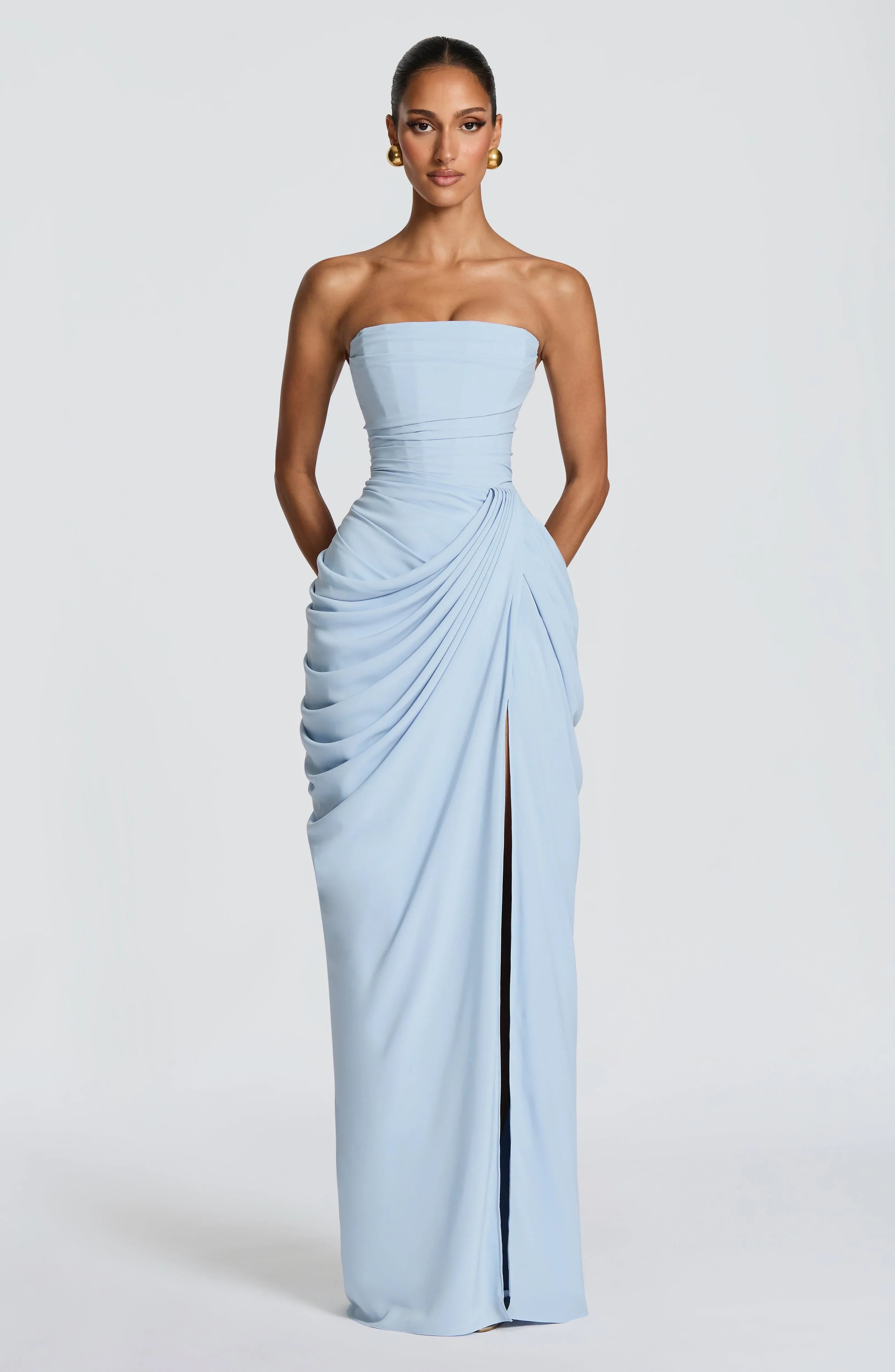 Adriana - Vestido Longo Drapeado com Fenda — vista 6