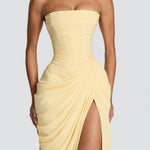 Adriana - Vestido Longo Drapeado com Fenda — vista 5