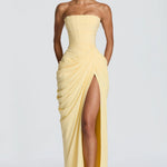 Adriana - Vestido Longo Drapeado com Fenda — vista 2