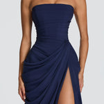 Adriana - Vestido Longo Drapeado com Fenda — vista 12