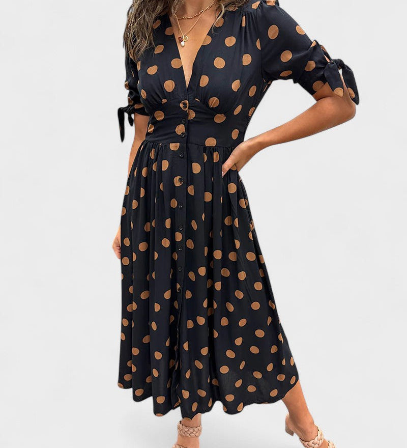 Mónica - Vestido Elegante de Bolinhas