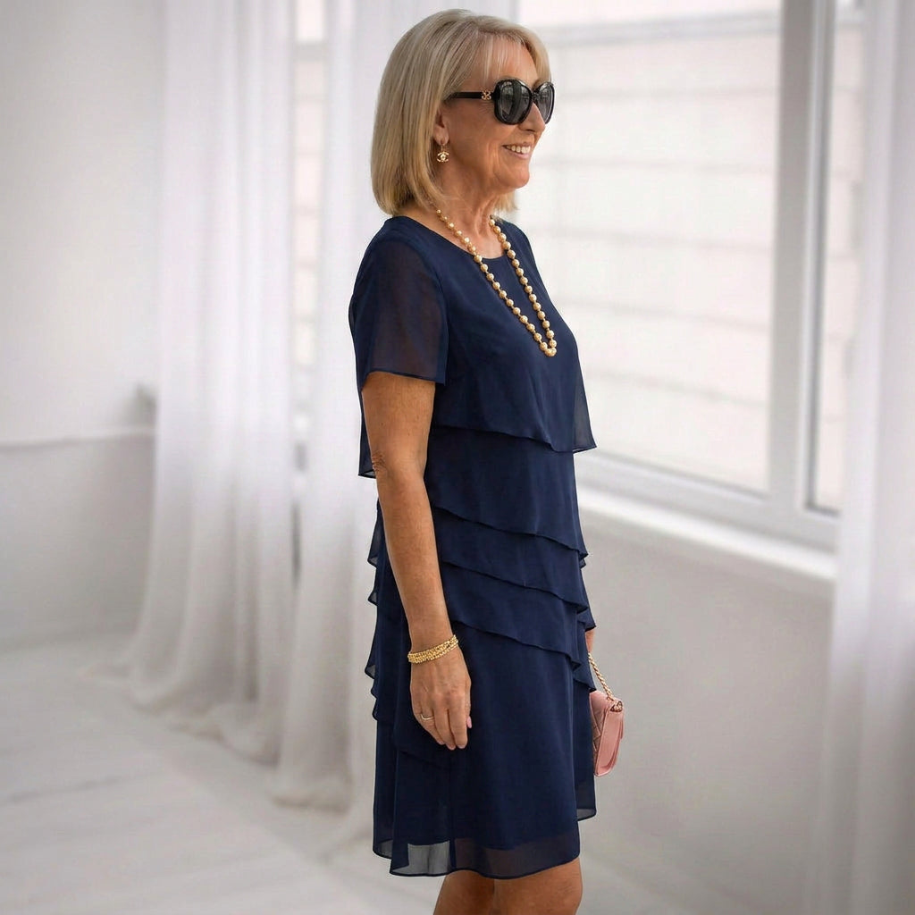 Lídia - Vestido Ruffle de Conforto Elegante