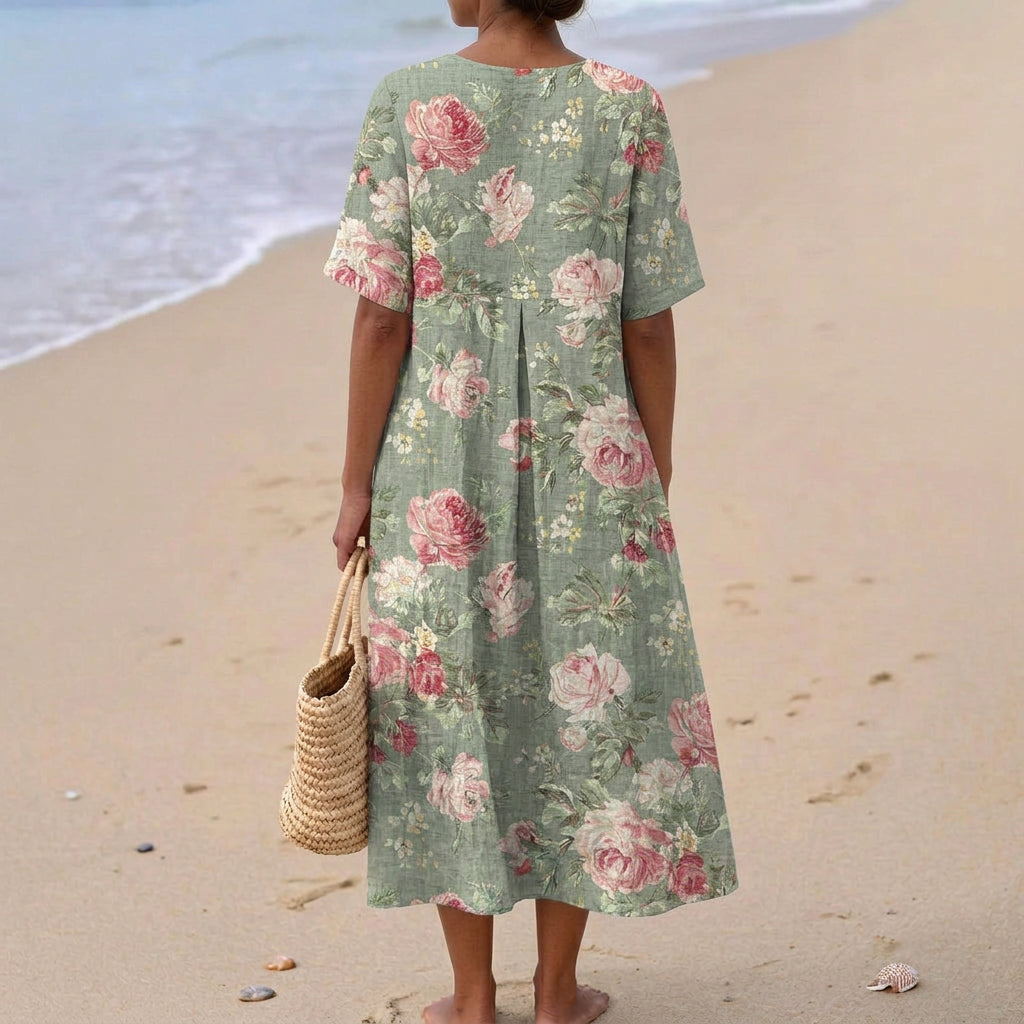 Camélia - Vestido Midi Floral Retro — vista 3