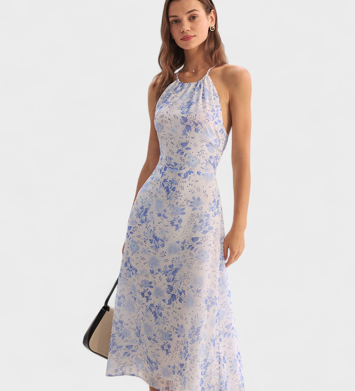 Clarice - Vestido Midi Azul Floral