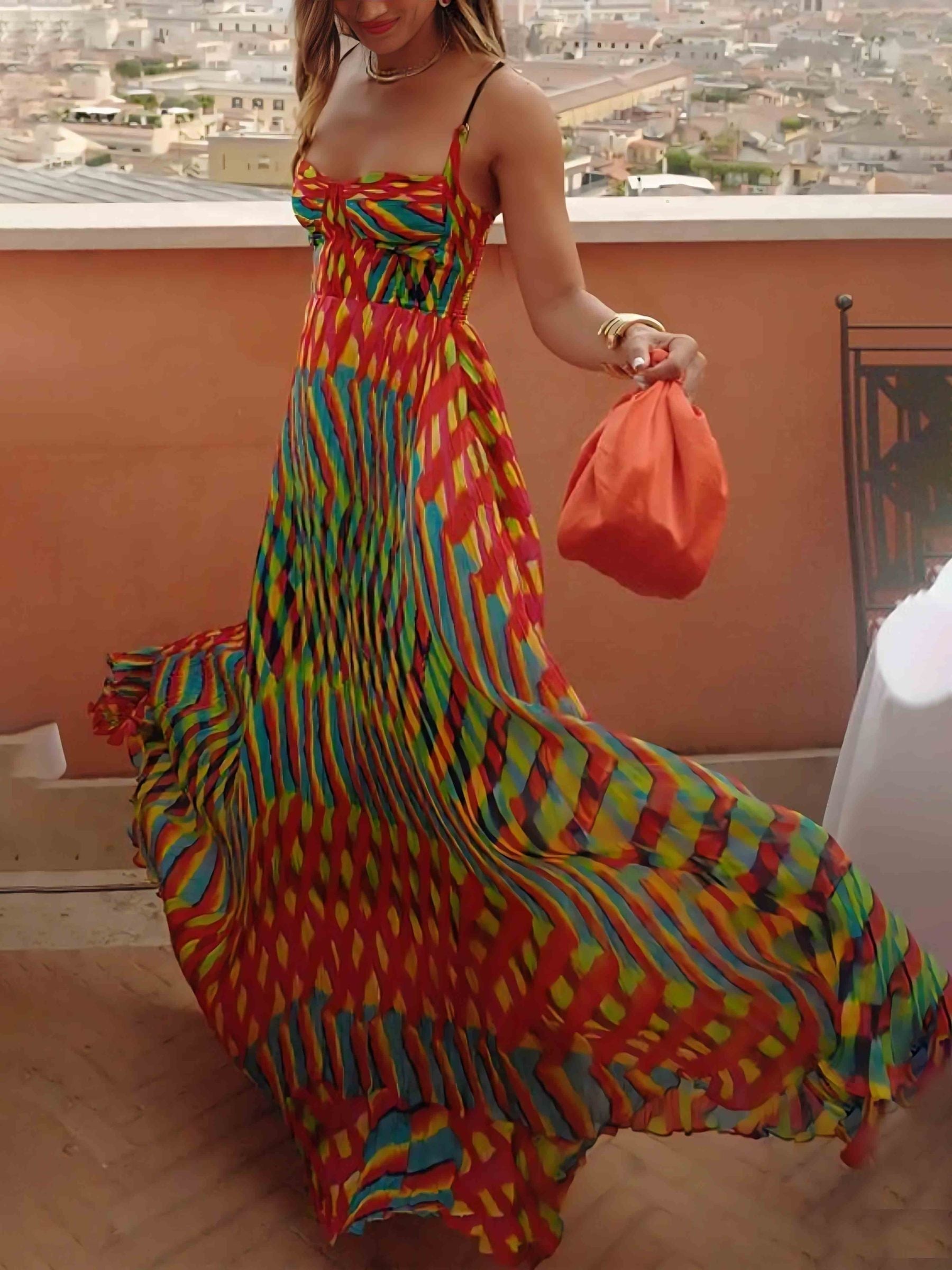 Aria - Vestido Maxi Estampado Abstrato — vista 4