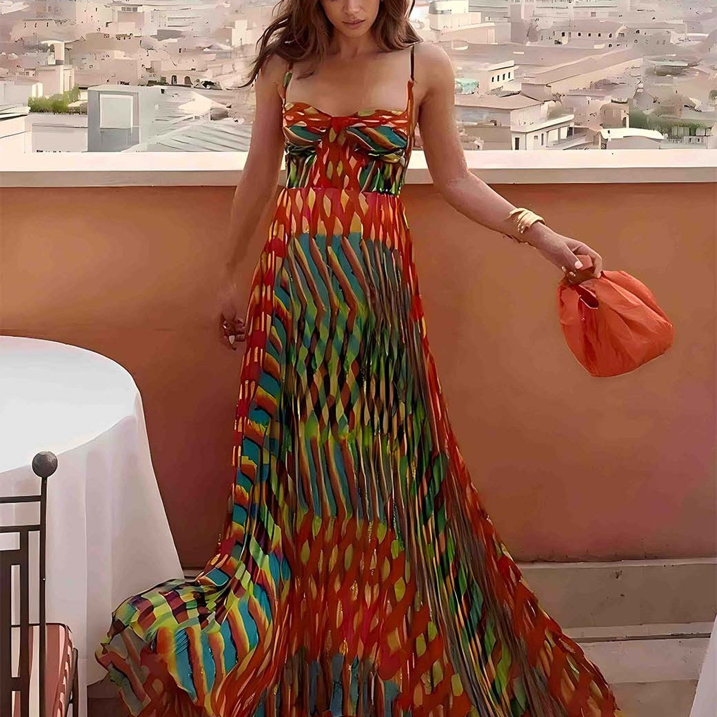 Aria - Vestido Maxi Estampado Abstrato — vista 2
