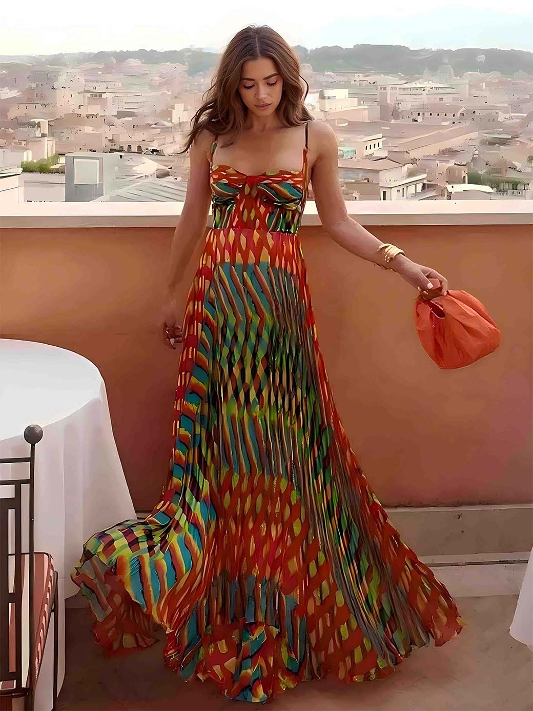 Aria - Vestido Maxi Estampado Abstrato — vista 2
