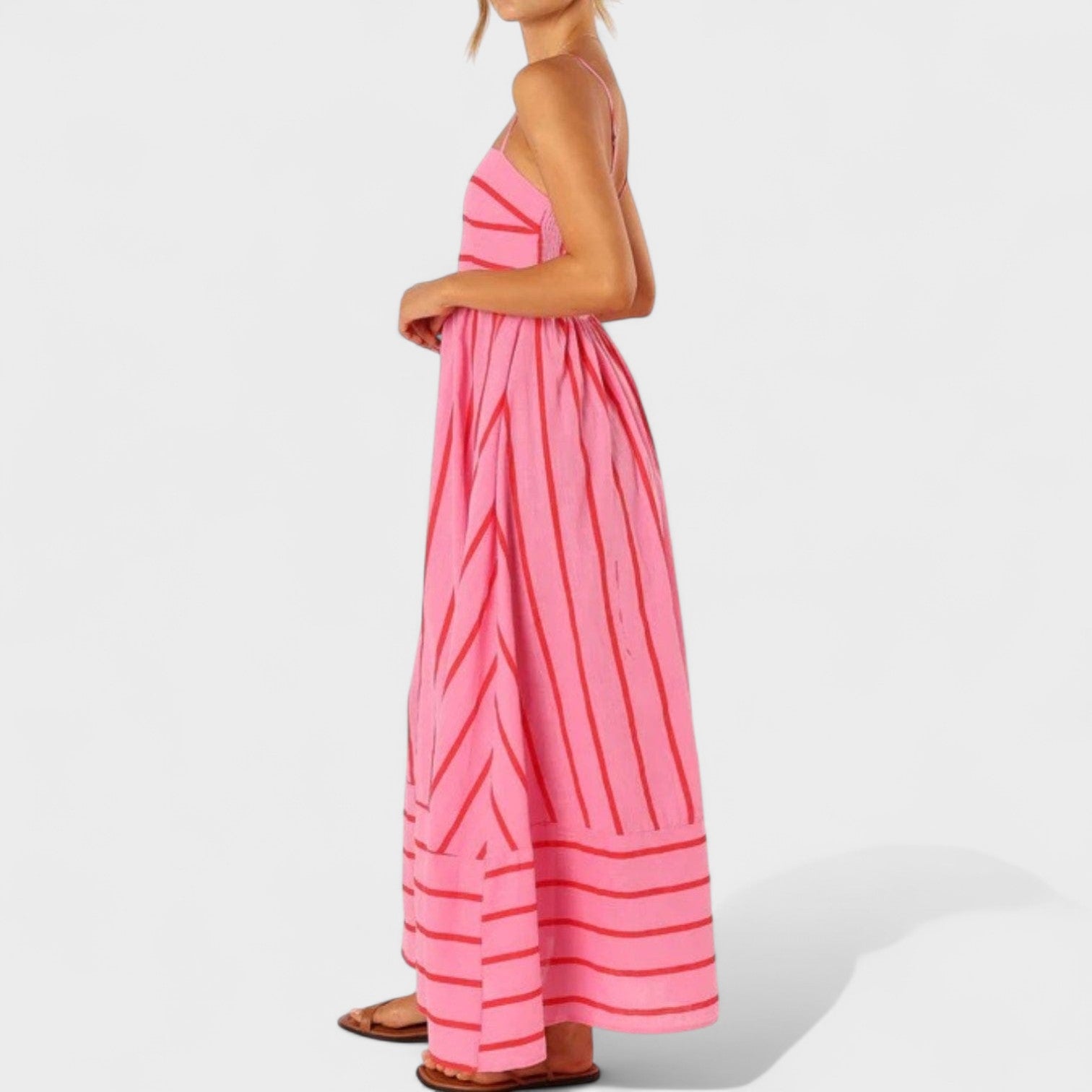 Isabel - Vestido comprido às riscas